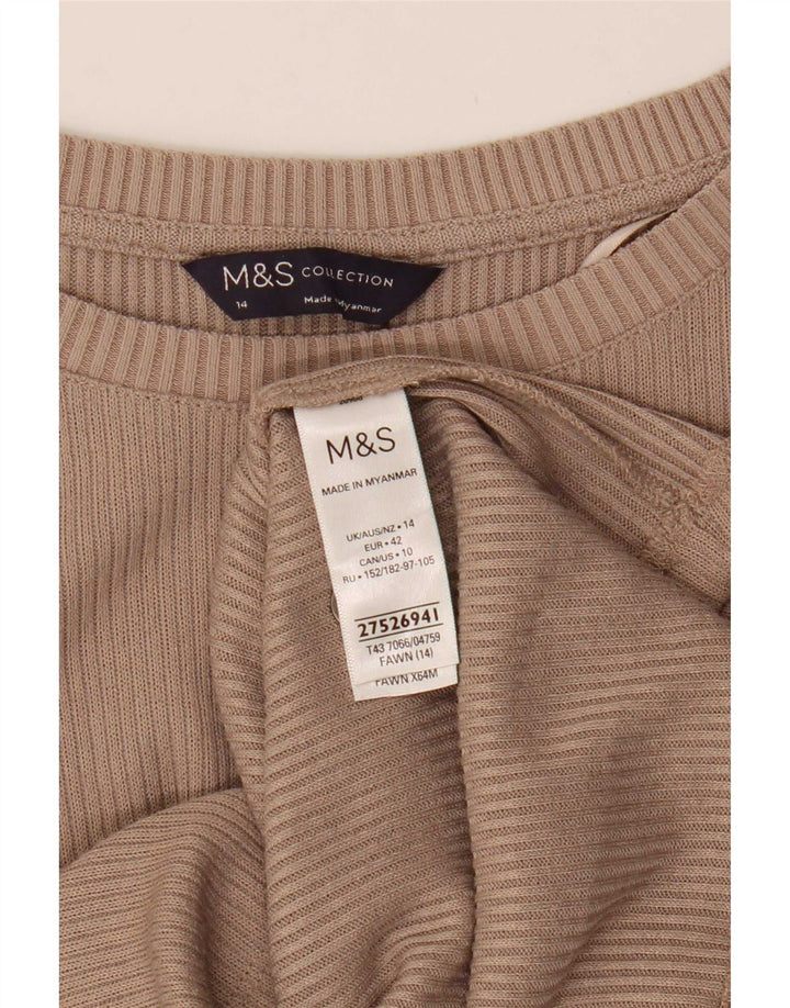 Marks & Spencer Γυναικείο τοπ μακρυμάνικο UK 14 Medium Beige Πολυεστέρας