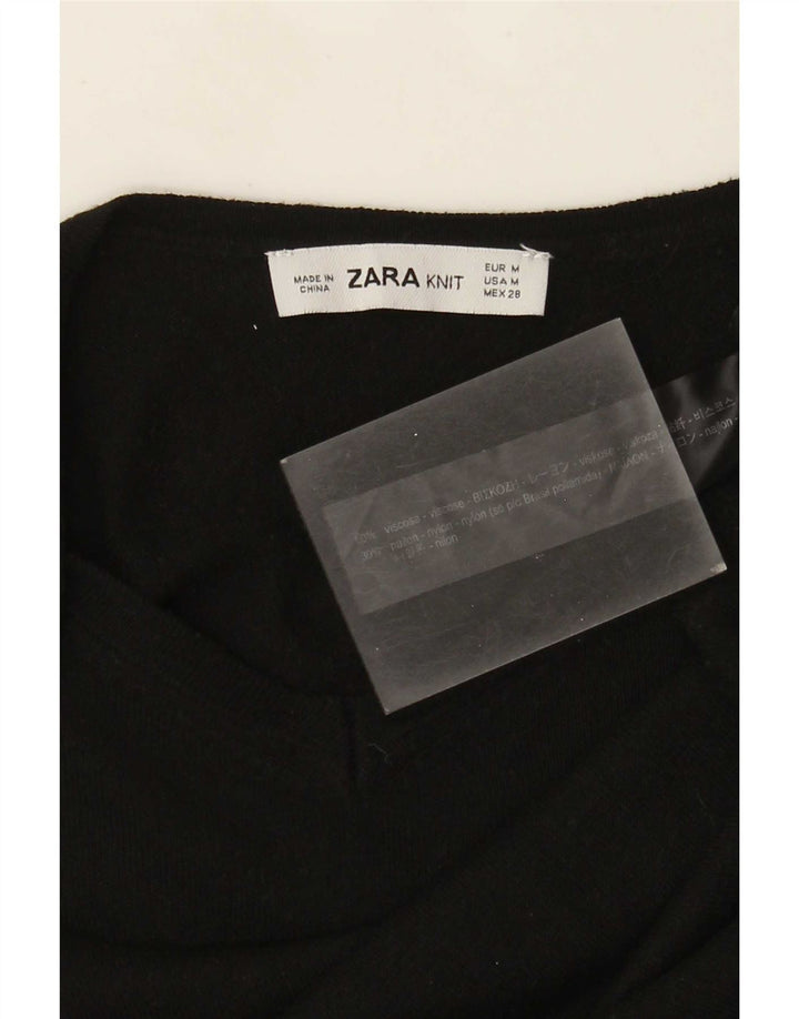 Zara Γυναικείο πουλόβερ με λαιμόκοψη UK 12 μεσαία μαύρη βισκόζη