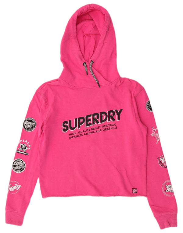 Superdry Γυναικείο γραφικό Oversized Hoodie Jumper UK 6 XS Pink Cotton