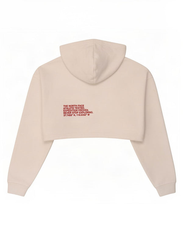 The North Face Womens Crop Graphic Hoodie Jumper UK 14 Medium White Cotton