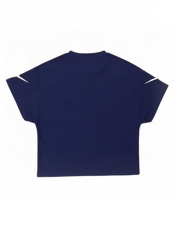 Nike Girls Crop Graphic T-shirt Top 12-13 ετών Large Navy Blue Polyester