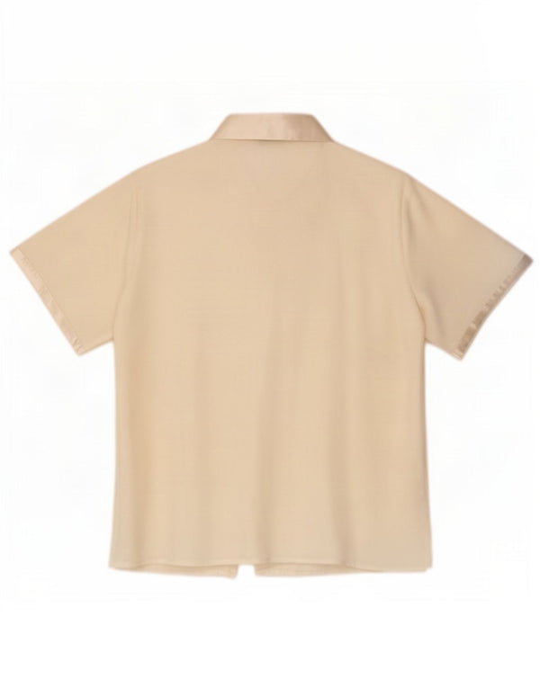 Marks & Spencer Womens Short Sleeve Shirt Blouse UK 12 Medium Off White