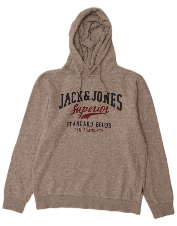 Jack & Jones Ανδρικό γραφικό με κουκούλα, μεσαίο γκρι βαμβάκι
