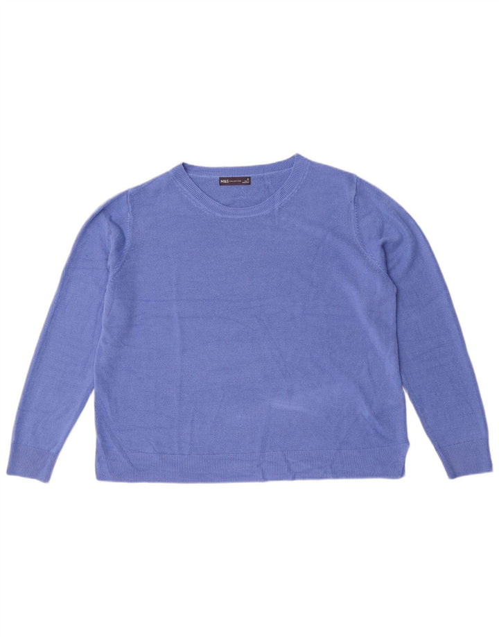Marks & Spencer Γυναικείο πουλόβερ με λαιμόκοψη UK 20 2XL μπλε