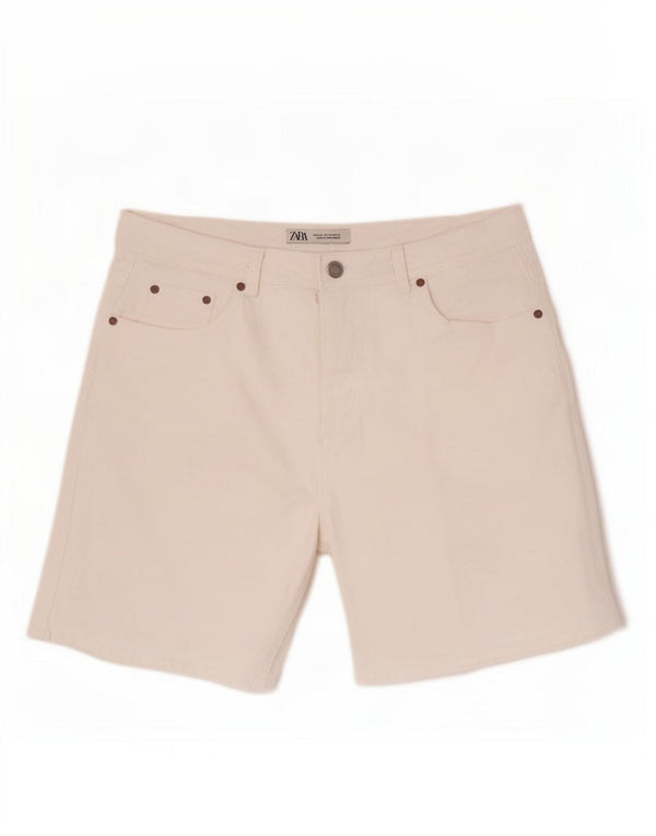 Zara Ανδρικό τζιν σορτς EU 44 Large W34 Λευκό βαμβακερό