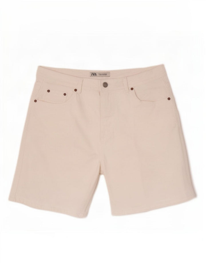 Zara Ανδρικό τζιν σορτς EU 44 Large W34 Λευκό βαμβακερό