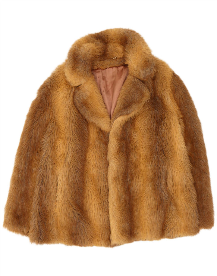 Vintage γυναικείο μπουφάν με ψεύτικη γούνα EU 38 Μεσαίο καφέ Modacryl