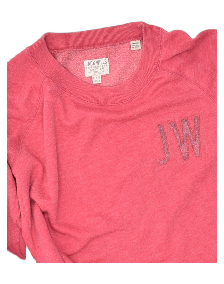 JACK WILLS Womens Loose Fit Sweatshirt Jumper UK 8 Small  Pink Cotton | Vintage Jack Wills | Thrift | Second-Hand Jack Wills | Used Clothing | Messina Hembry 
