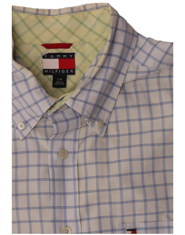 Tommy Hilfiger Ανδρικό κοντομάνικο πουκάμισο μεγάλο μπλε βαμβακερό