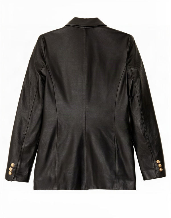 Zara Γυναικείο Μπουφάν Blazer με διπλό στήθος από συνθετικό δέρμα UK 6 XS μαύρο