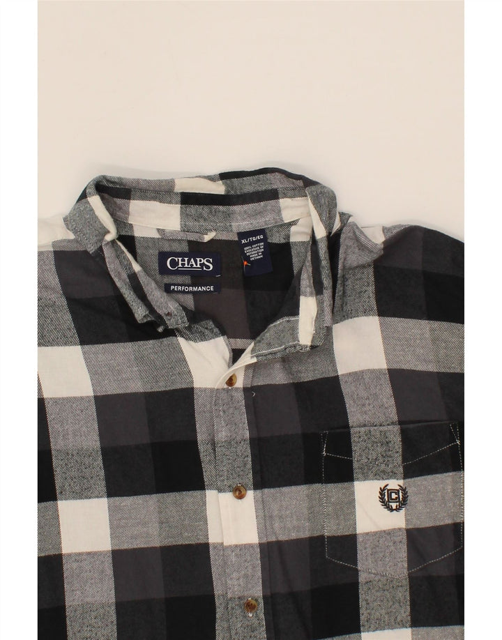 CHAPS Mens Flannel Shirt XL Grey Check Cotton Vintage Chaps and Second-Hand Chaps from Messina Hembry 