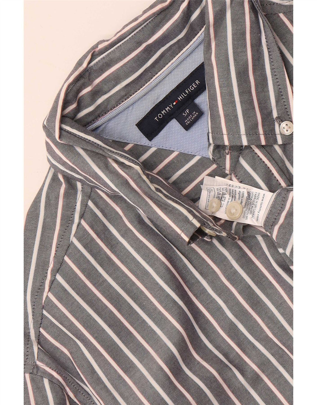 Ανδρικό πουκάμισο Tommy Hilfiger Μικρό βαμβακερό γκρι ρίγες