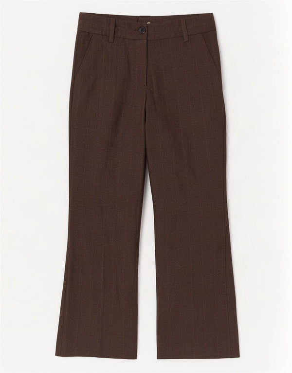 Zara γυναικείο μποτάκι παντελόνι EU 36 XS W26 L28 καφέ ριγέ πολυεστέρα