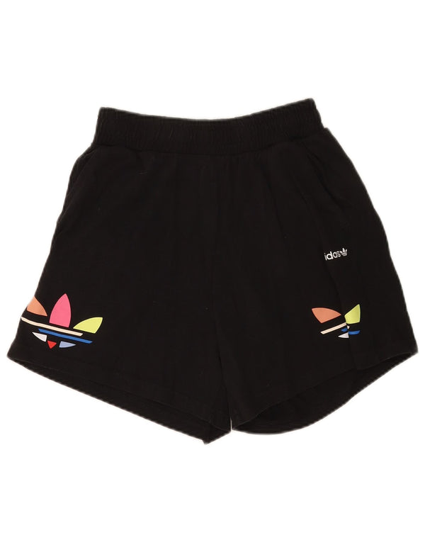 Γυναικείο γραφικό αθλητικό σορτς Adidas UK 10 Small μαύρο βαμβακερό
