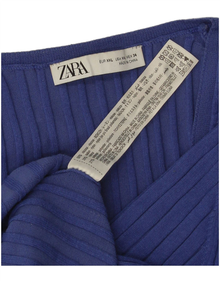 Zara Γυναικείο Μπλουζάκι 3/4 Μανίκι UK 20 2XL Μπλε βισκόζη
