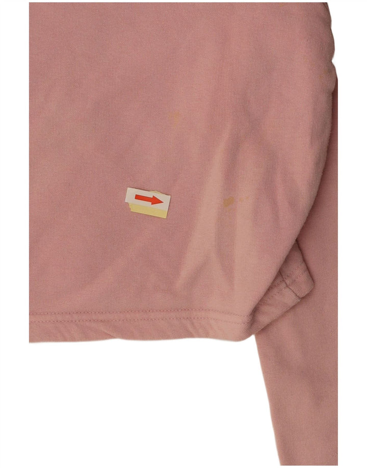 ELLESSE Γυναικείο Crop Graphic Hoodie Jumper UK 12 Medium Pink Cotton