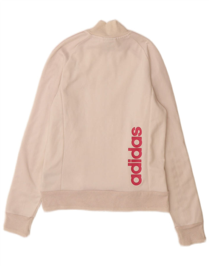 Adidas Γυναικεία αθλητική φόρμα γραφικών Top Jacket UK 8 Small Off White Polyester