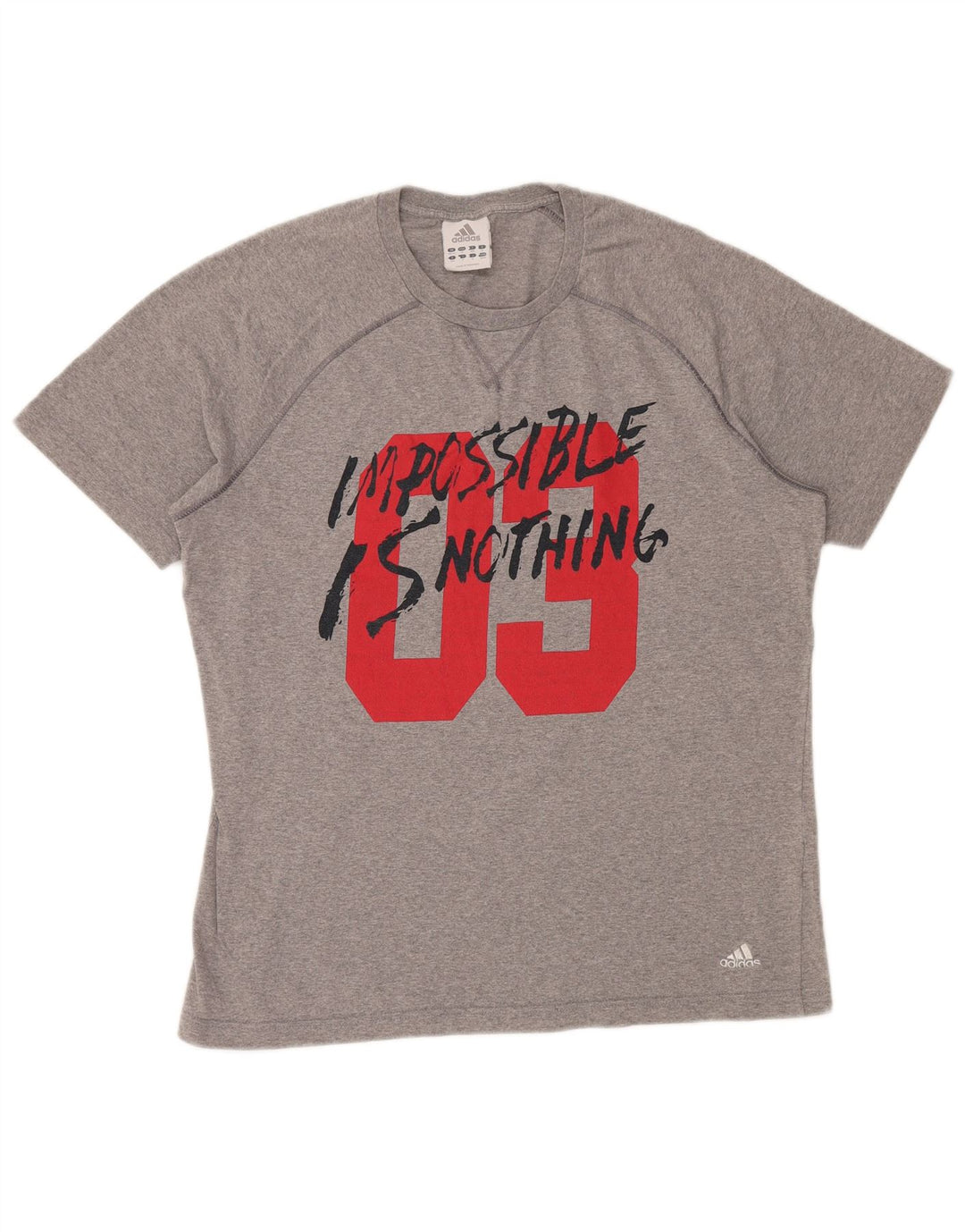 Ανδρικό γραφικό μπλουζάκι ADIDAS Top UK 40/42 μεσαίο γκρι βαμβακερό