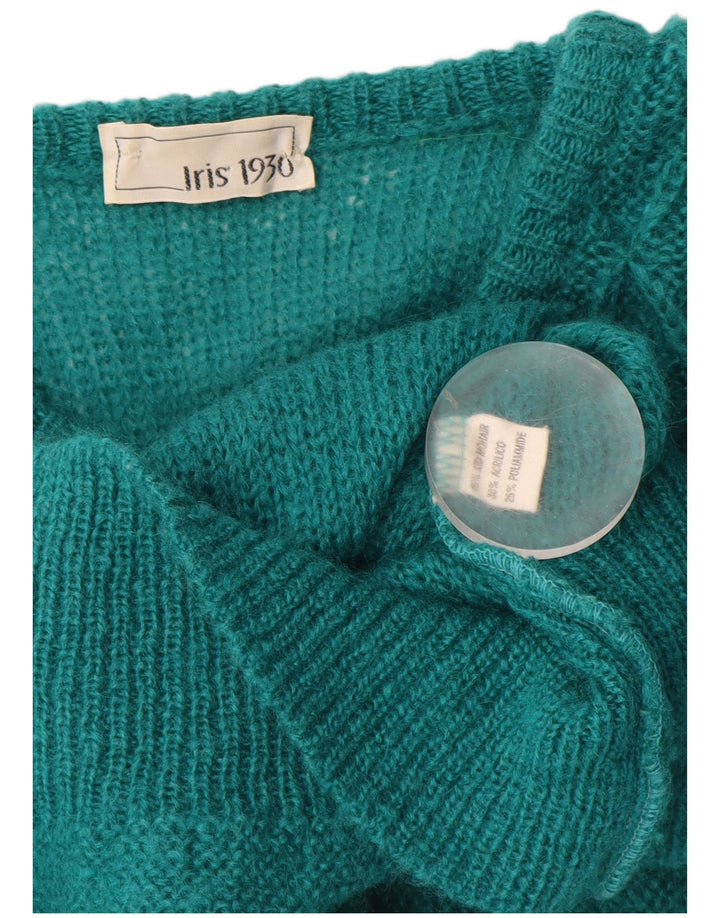 Γυναικείο πουλόβερ με ζακέτα VINTAGE UK 14 Large Green Mohair