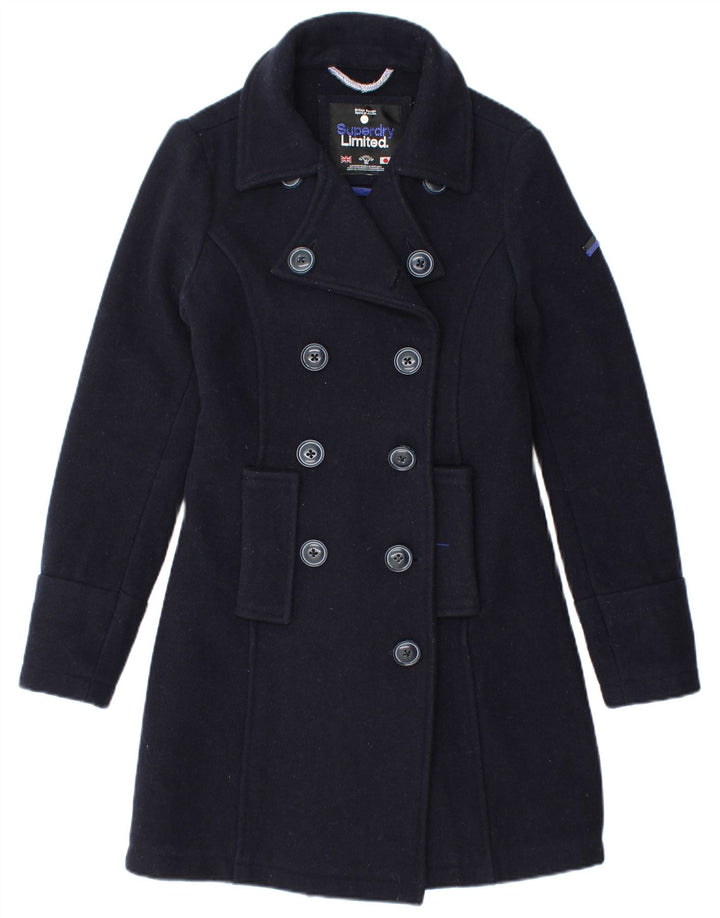 Superdry Γυναικείο παλτό με διπλό στήθος UK 6 XS Navy Blue Wool