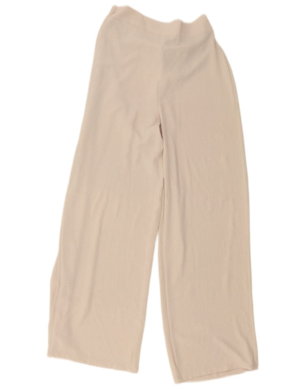 Zara Γυναικείο παντελόνι με φαρδύ πόδι Medium W26 L30 Beige Polyester
