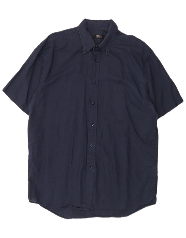Ανδρικό κοντομάνικο πουκάμισο Coveri 43/44 XL Navy Blue λινό