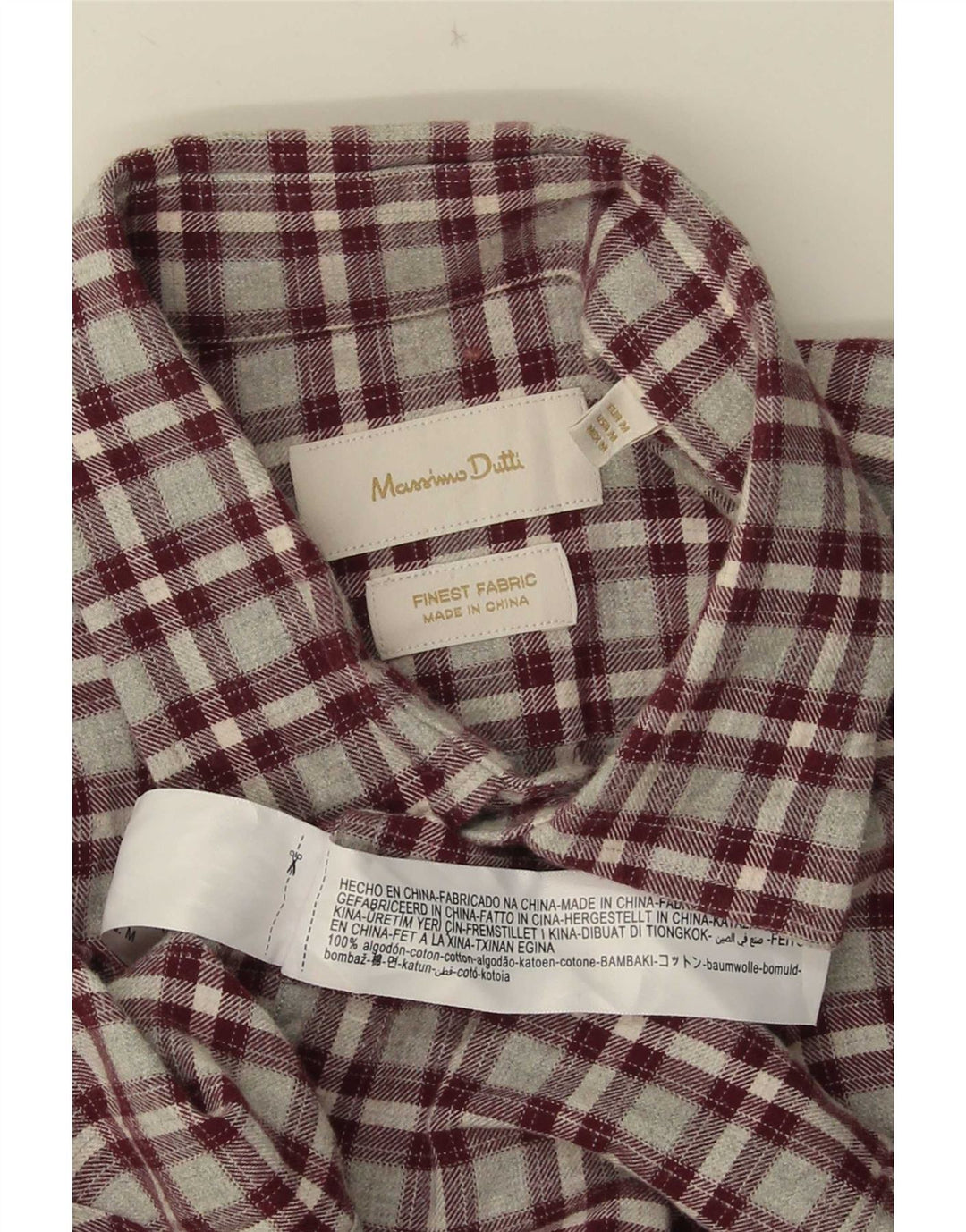 Ανδρικό φανελένιο πουκάμισο Massimo Dutti, μεσαίο μπορντό βαμβακερό