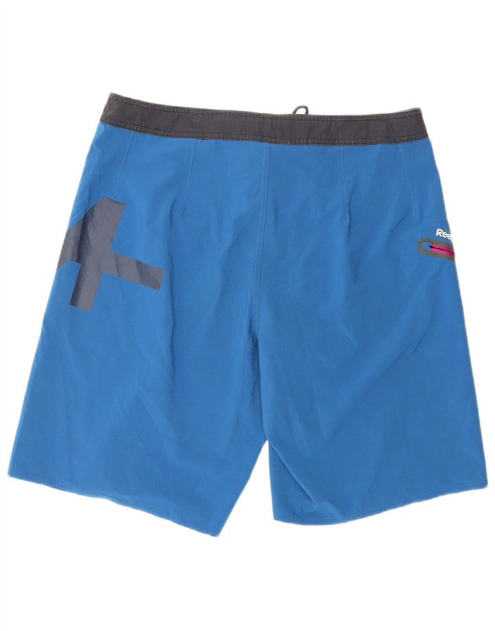 REEBOK Mens Graphic Swimming Shorts Large  Blue Polyester