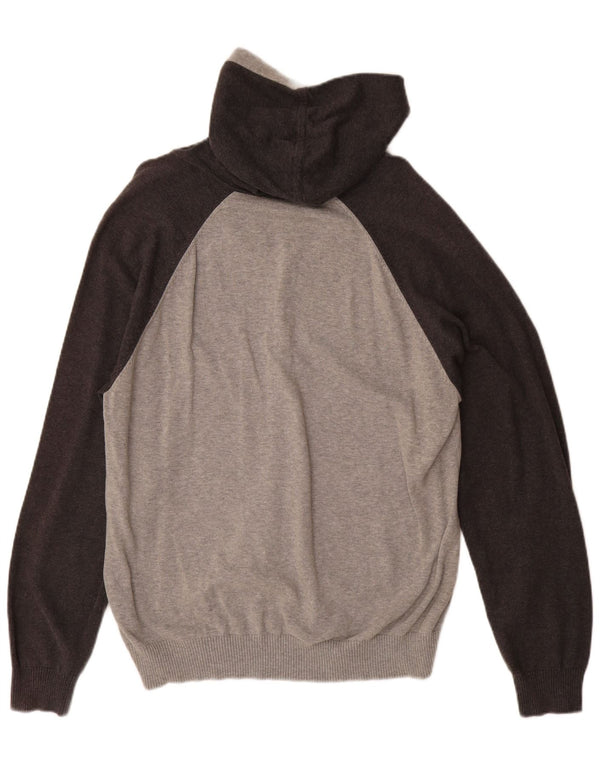 CALVIN KLEIN JEANS Ανδρικό πουλόβερ με κουκούλα ζακέτα XL Γκρι βαμβακερό χρώμα