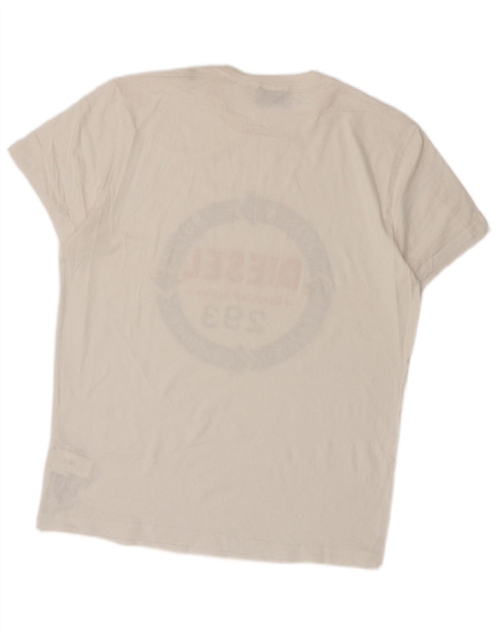 Ανδρικό γραφικό T-Shirt Diesel Top XL Λευκό βαμβακερό