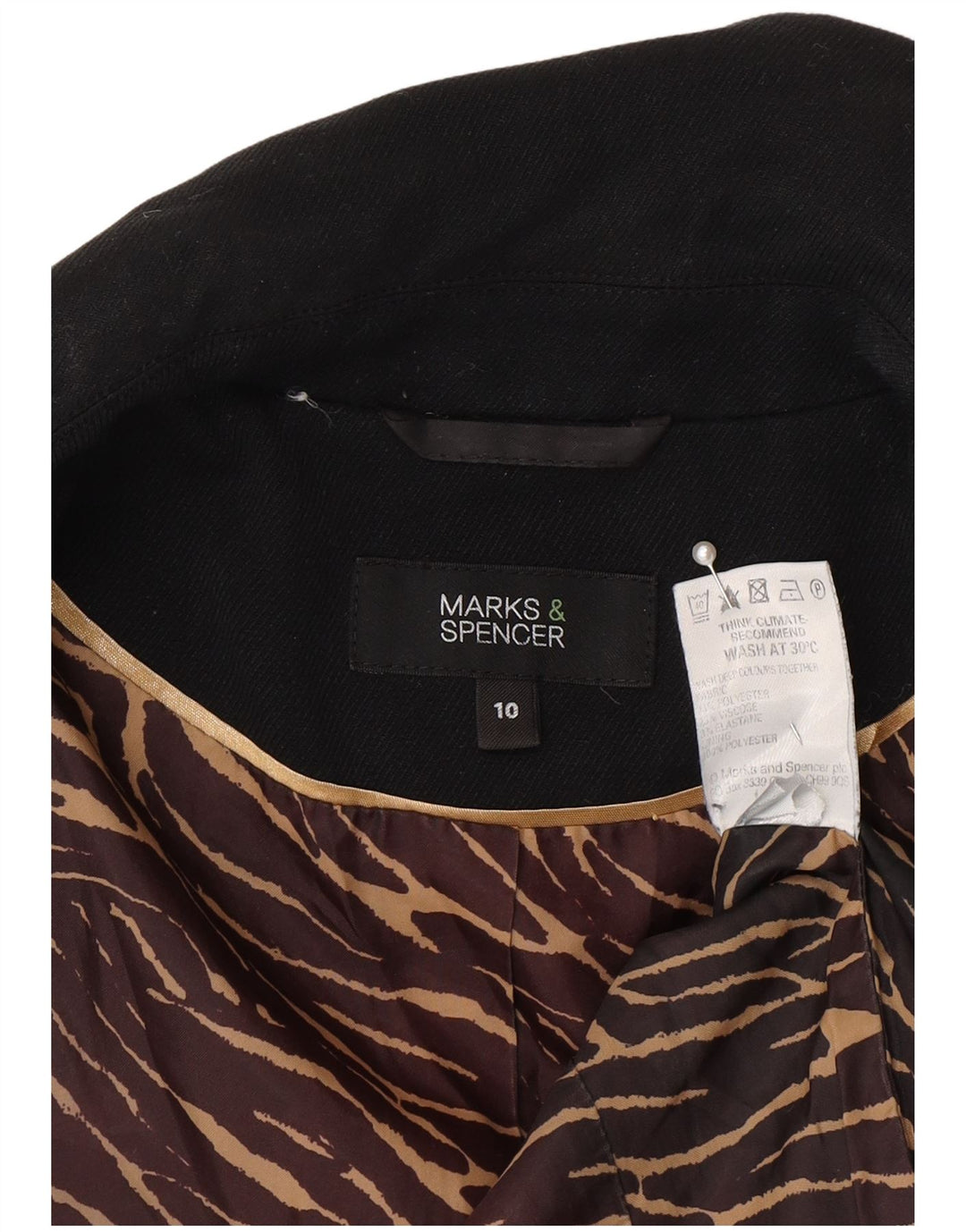 Marks & Spencer Γυναικείο μπουφάν σακάκι με 1 κουμπί UK 10 μικρό μαύρο πολυεστέρα