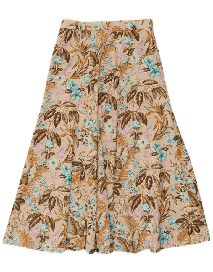 VINTAGE Γυναικεία Flared Φούστα IT 42 Medium W28 Beige Floral