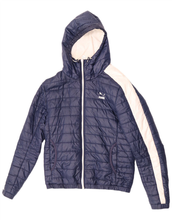 Ανδρικό μπουφάν Puma με κουκούλα UK 36 Small Blue Colorblock Πολυεστέρας