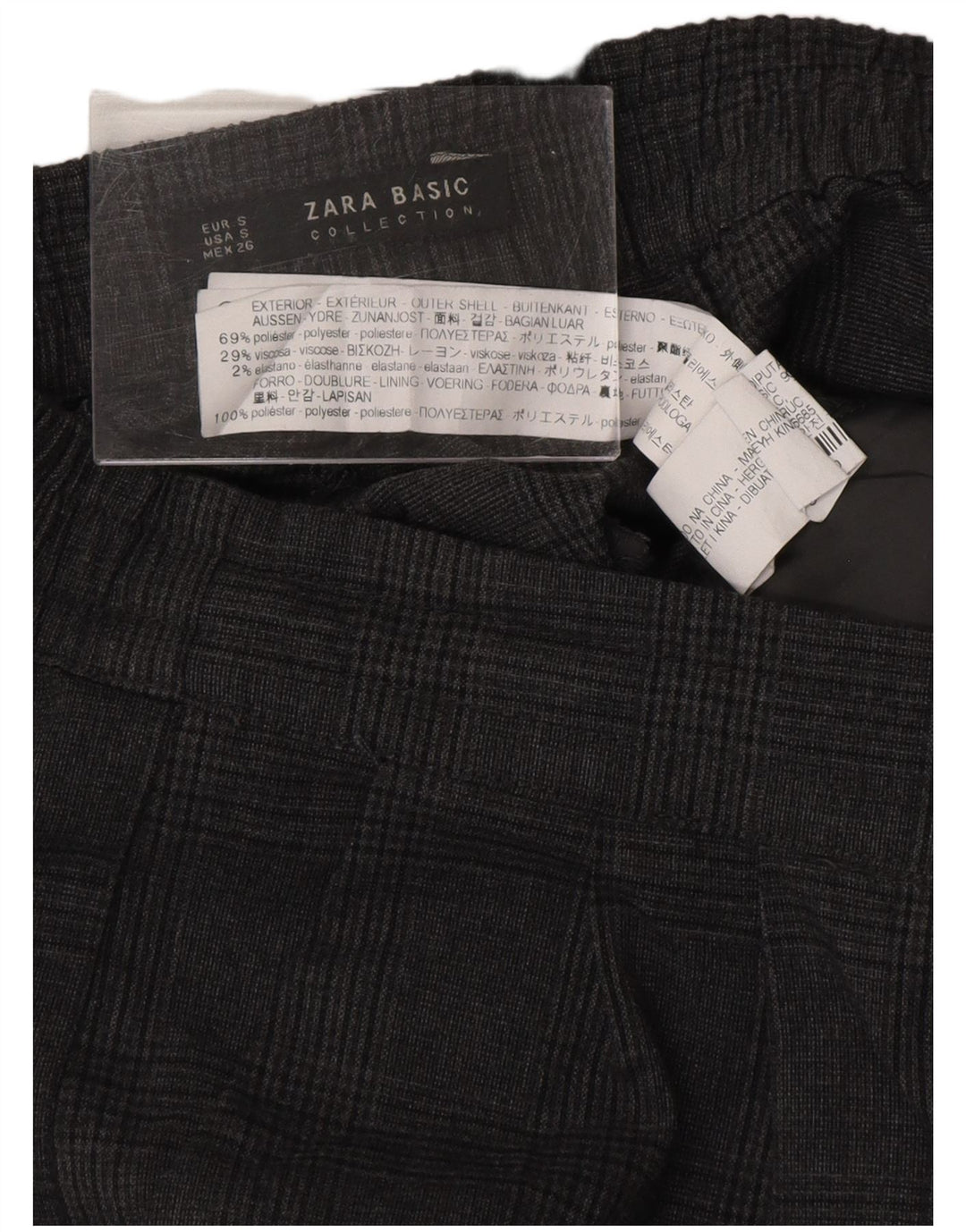 ZARA Γυναικείο παντελόνι casual με καρφιτσωτό μικρό γκρι πολυεστέρα