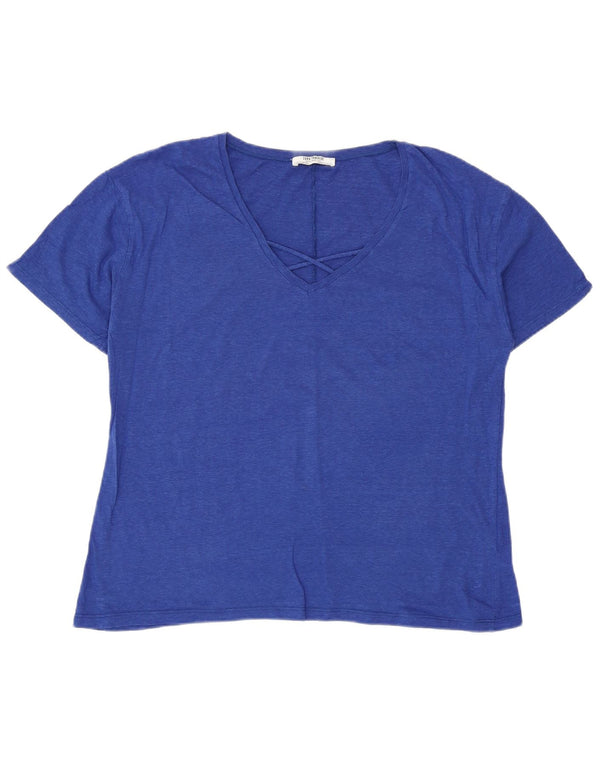 Zara Γυναικείο Trafaluc T-Shirt Oversized Top UK 10 Small Blue βαμβακερό