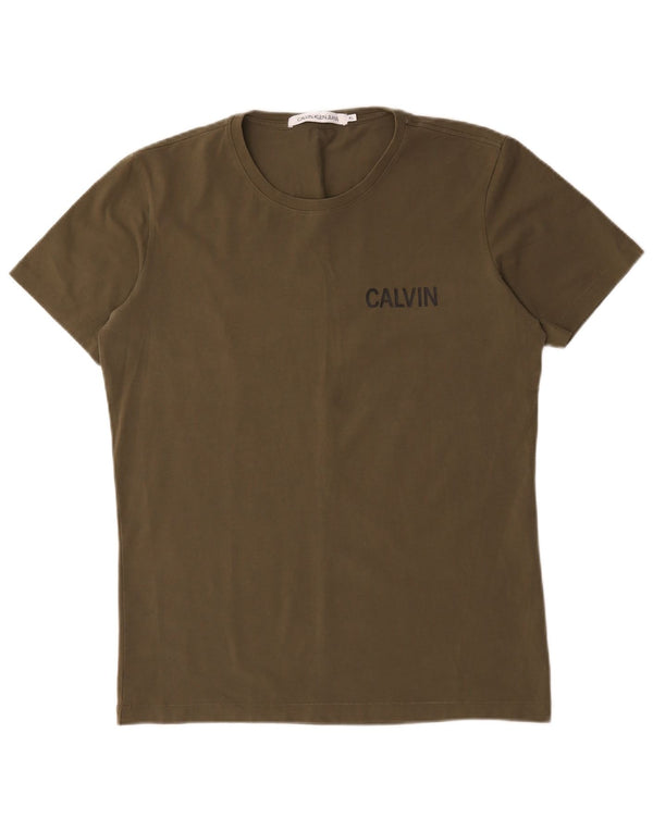 Calvin Klein Jeans Ανδρικό T-Shirt Top XL Χακί βαμβακερό