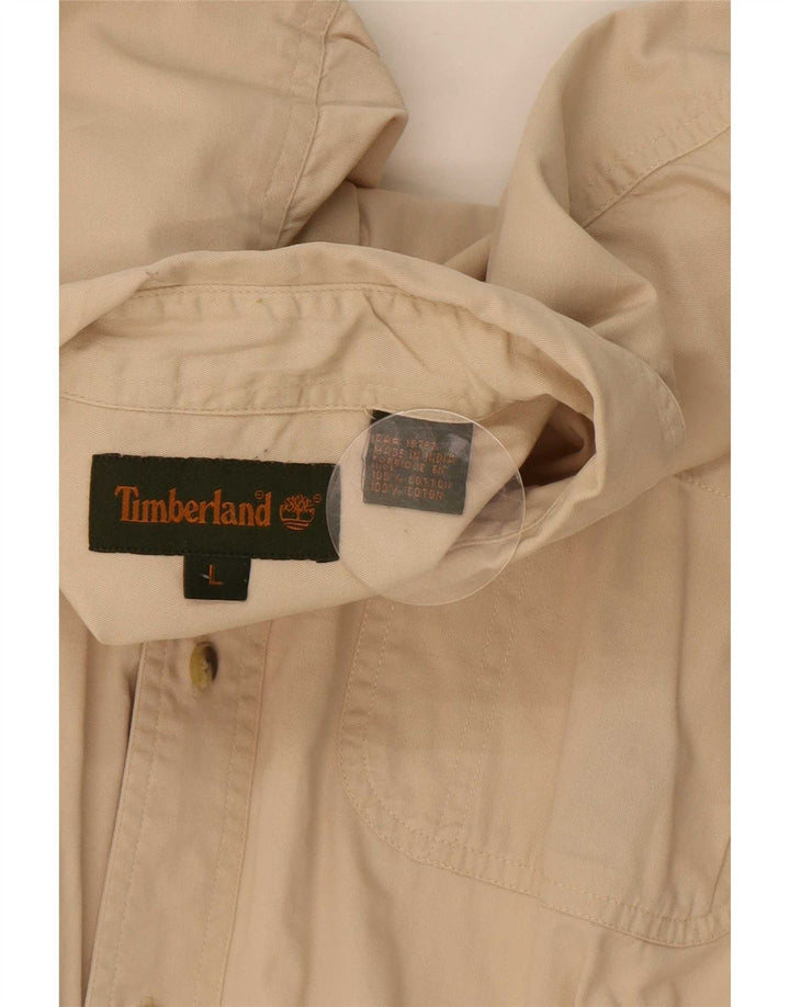 Ανδρικό πουκάμισο Timberland μεγάλο μπεζ βαμβακερό