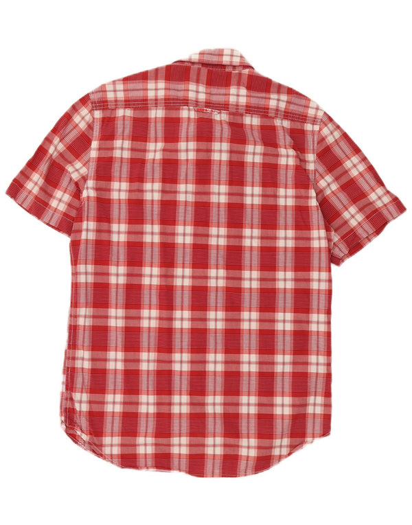 SUPERDRY Mens Short Sleeve Shirt Large Red Check Cotton