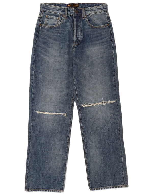 Lee Mens Distressed Straight Jeans EU 34 XS W24 L30 Blue Cotton