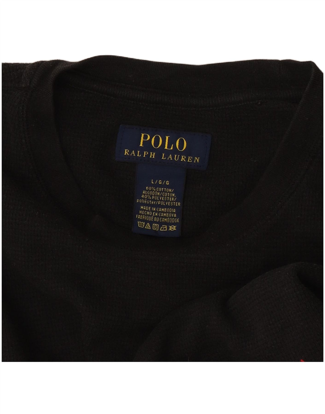 Ανδρικό τοπ Ralph Lauren, μακρυμάνικο μεγάλο μαύρο βαμβακερό