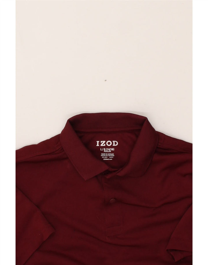 IZOD Boys Regular Polo Shirt 14-15 Years Large  Burgundy Polyester Vintage Izod and Second-Hand Izod from Messina Hembry 