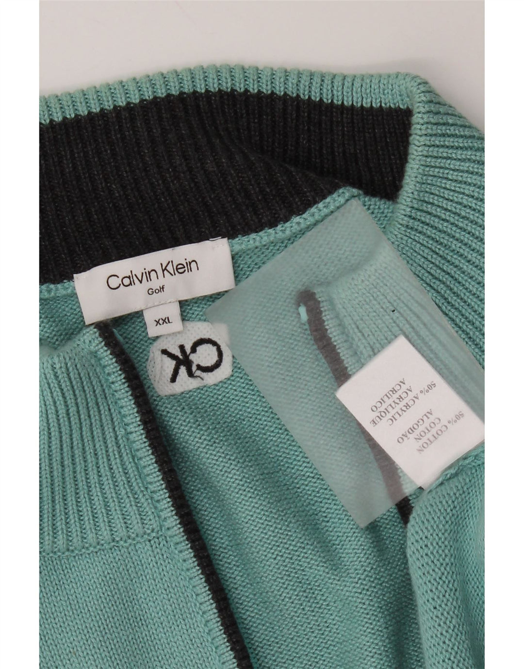 Ανδρικό πουλόβερ Calvin Klein με φερμουάρ 2XL μπλε βαμβακερό