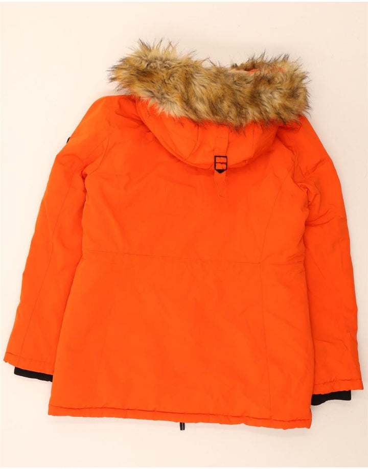 Superdry γυναικείο μπουφάν σκι με κουκούλα UK 12 μεσαίο πορτοκαλί πολυεστέρας