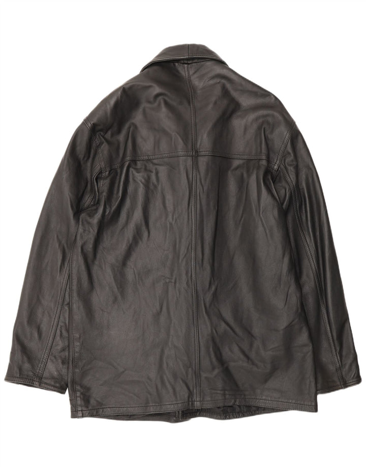 Vintage Ανδρικό Δερμάτινο Παλτό UK 42 XL Μαύρο