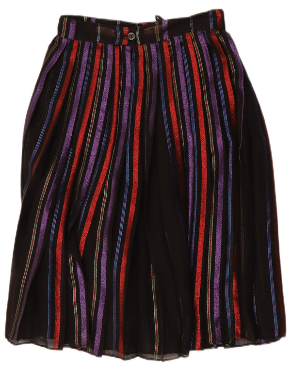 Vintage γυναικεία ψηλόμεση A-line φούστα IT 44 Medium W26 Μαύρη ριγέ