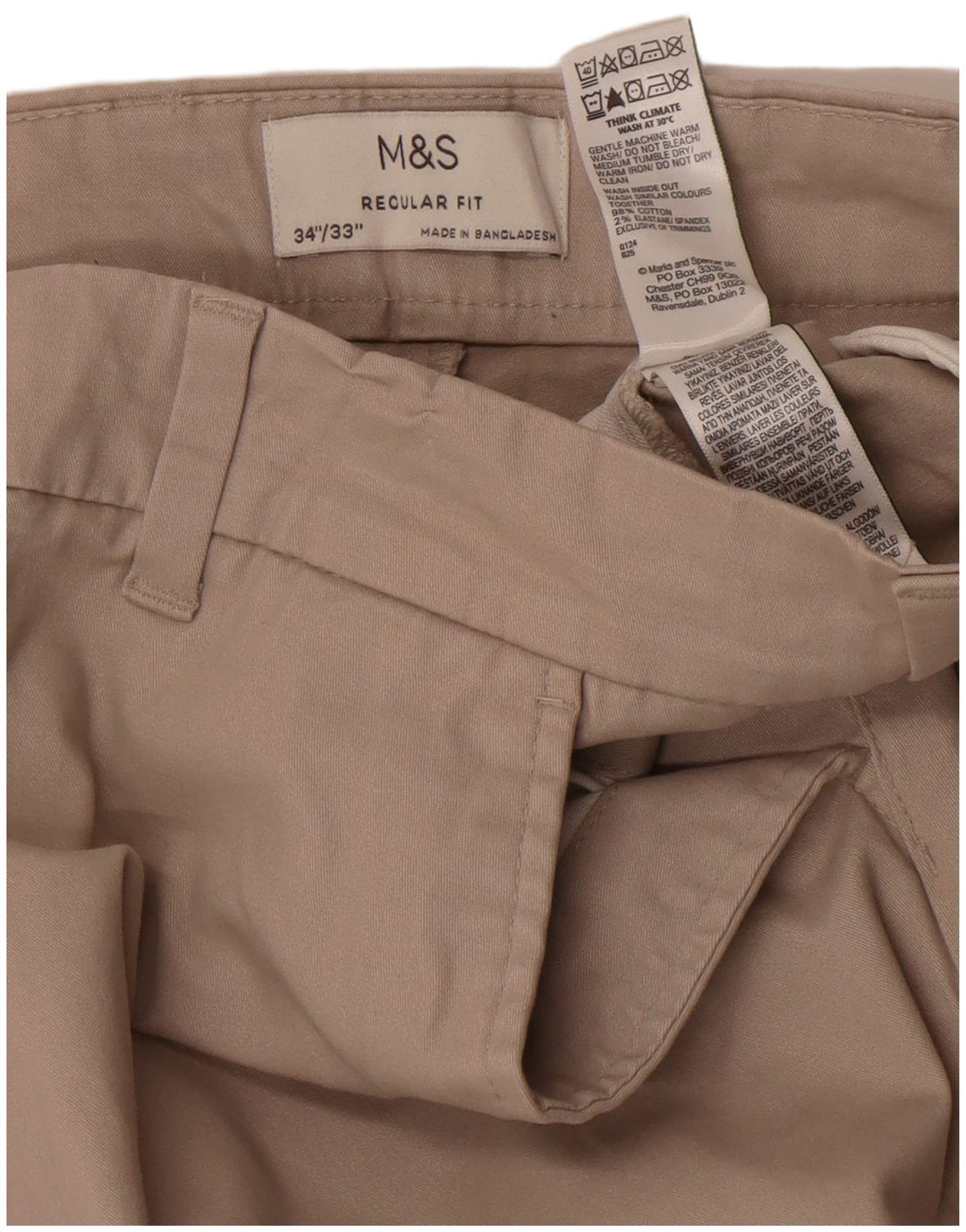 Marks & Spencer Ανδρική ίσια κανονική εφαρμογή W34 L33 Γκρι βαμβακερό