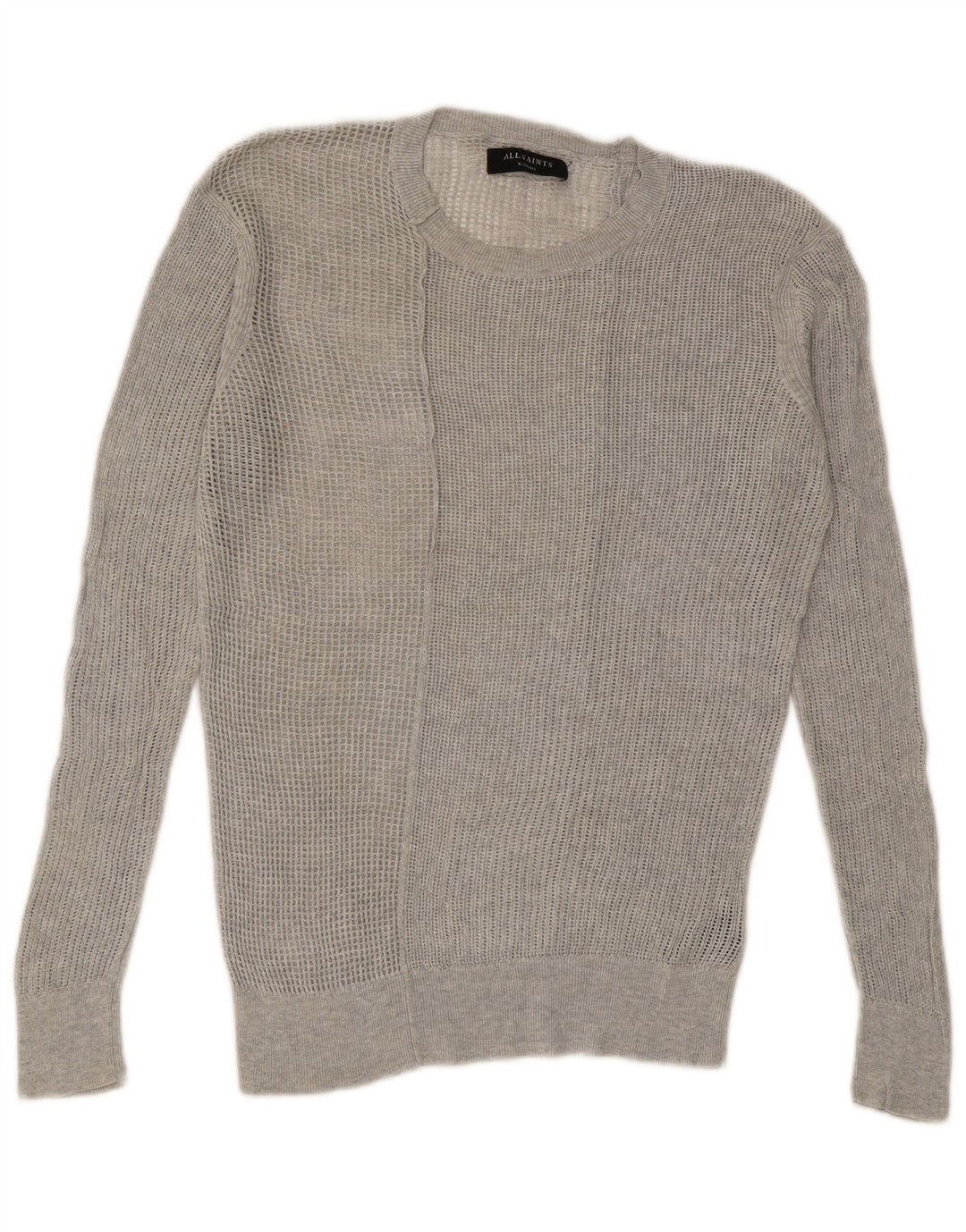 Πουλόβερ ALL SAINTS Ανδρικό See Through Crew Neck Jumper XS Γκρι βαμβακερό