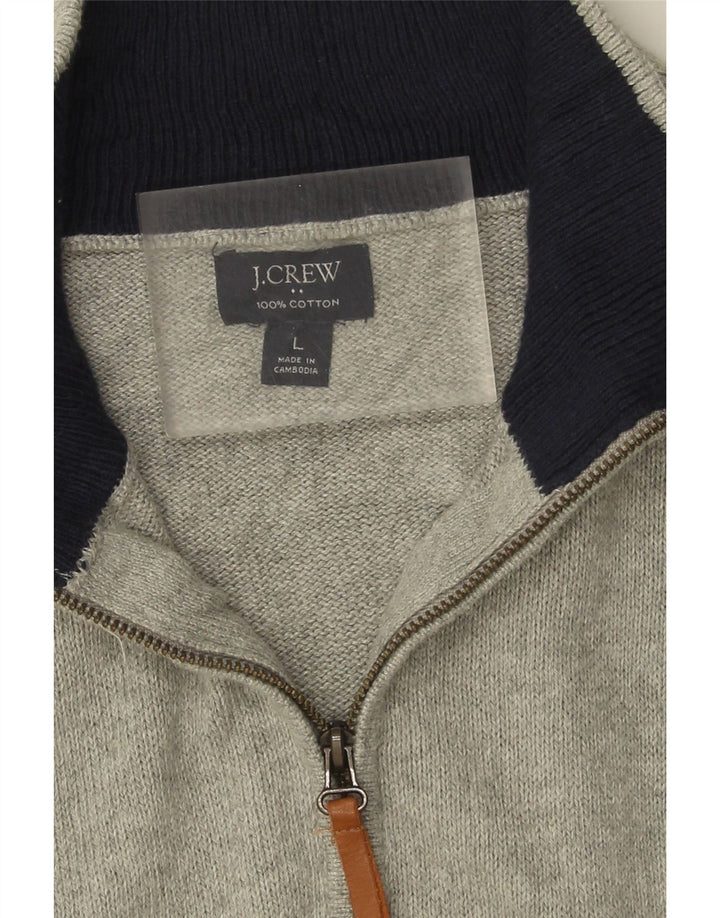 Ανδρικό πουλόβερ J. Crew με φερμουάρ, μεγάλο γκρι βαμβακερό
