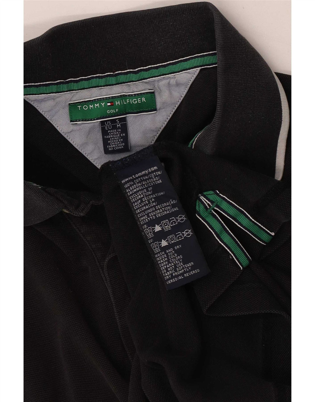 Ανδρικό μπλουζάκι πόλο Tommy Hilfiger, Βαμβακερό μεσαίο μαύρο ριγέ