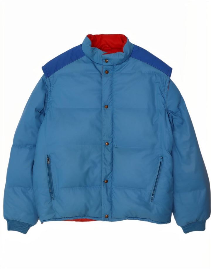Vintage Ανδρικό μπουφάν με επένδυση UK 38 Medium Blue Colourblock Βαμβακερό